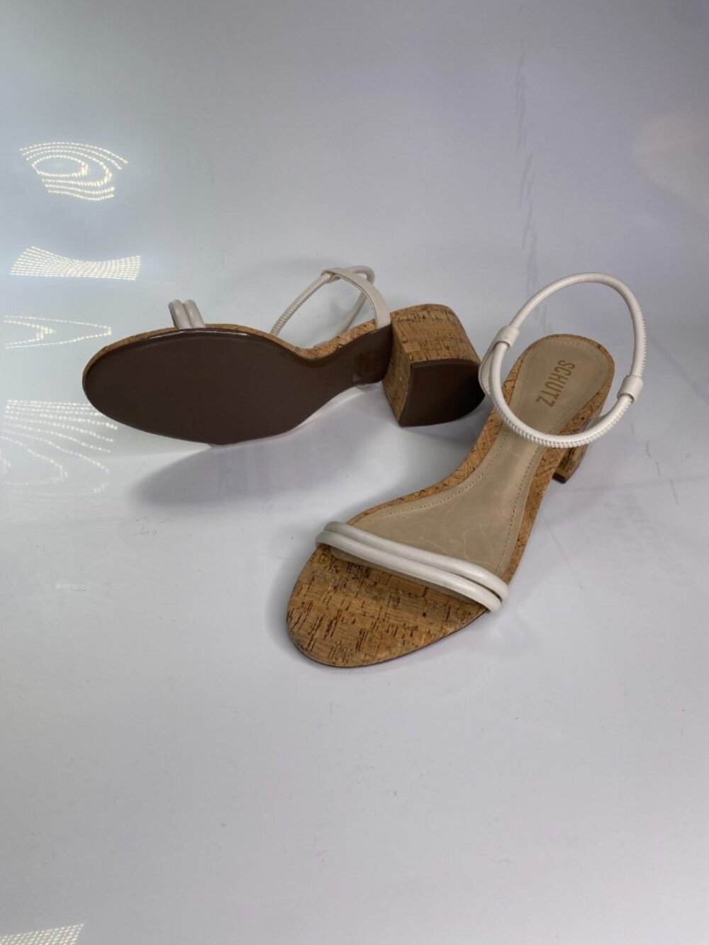 Schutz Women's Gimenez 65MM Leather & Cork Block Heel Sandals Sz 10.5